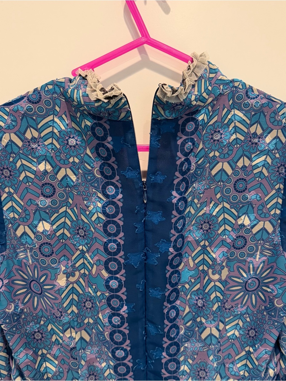 Anna Sui Women's Dress Sz 2 Peacock Hidden Zipper Down Back Embellished Lined - Picture 6 of 8